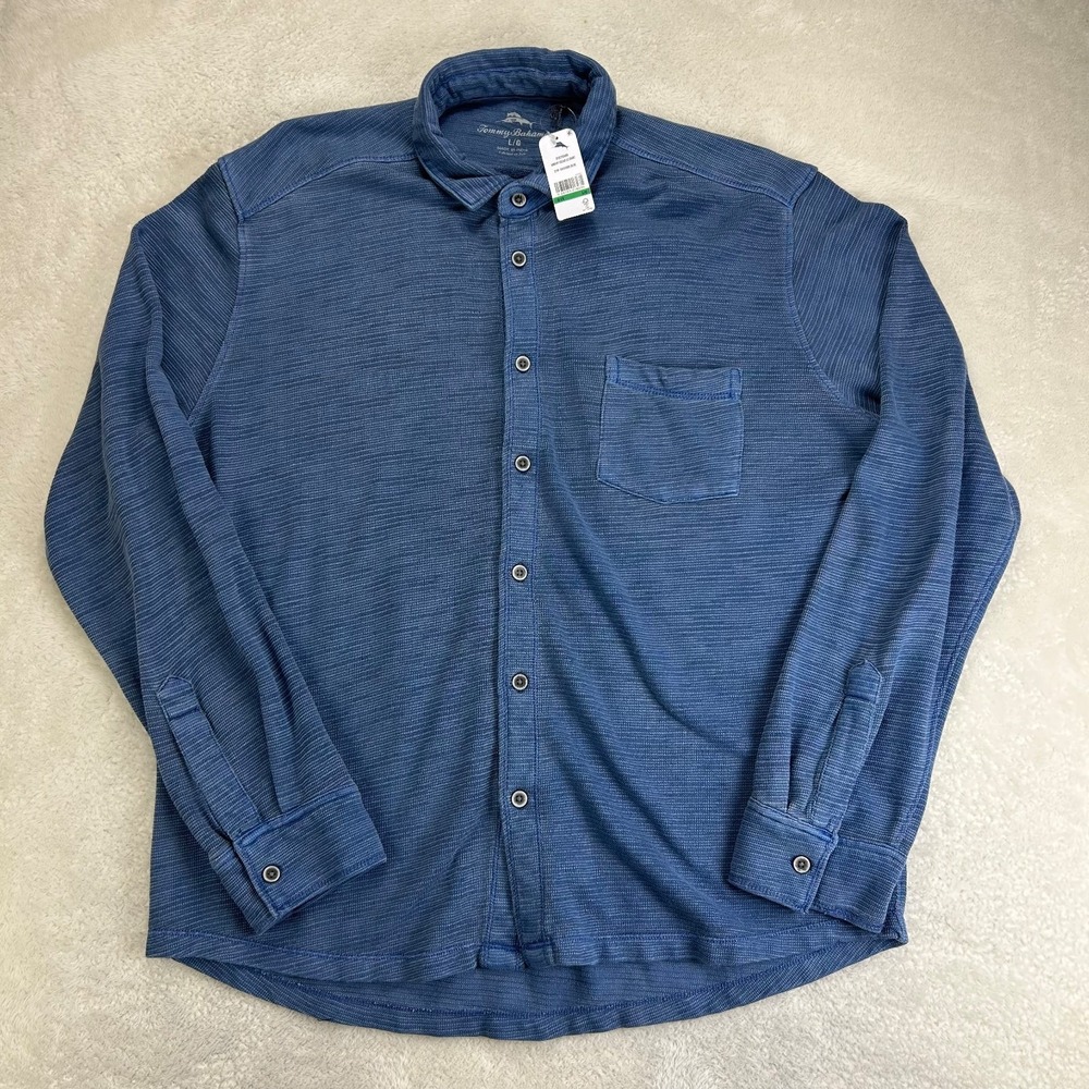 NWT Tommy Bahama Urban Vistas Shirt Mens L Dockside Blue Long Sleeve Button Up